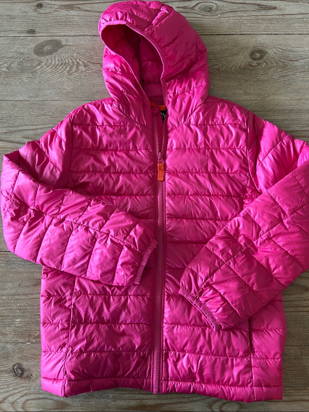 Primary Hot Pink Hooded Puffer Jacket